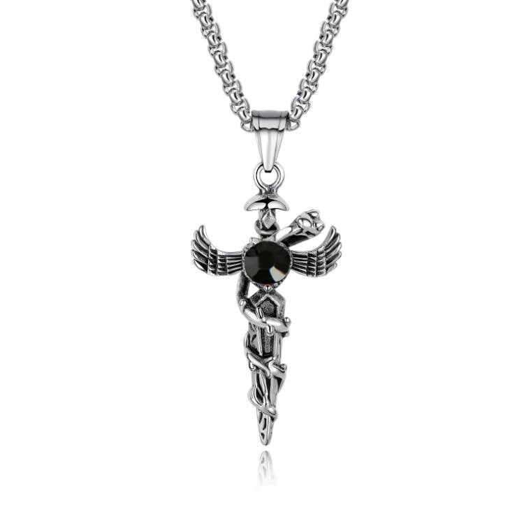 Wholesale Vintage Titanium Snake Gemstone Pendant Necklace